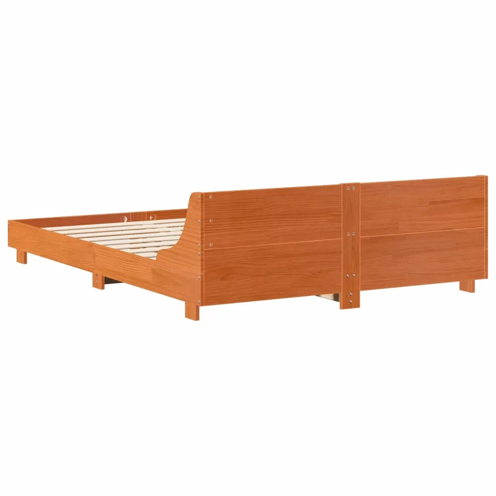 Giroletto senza Materasso-Struttura Letto Marrone Cera 140x200cm Massello Pino 544525