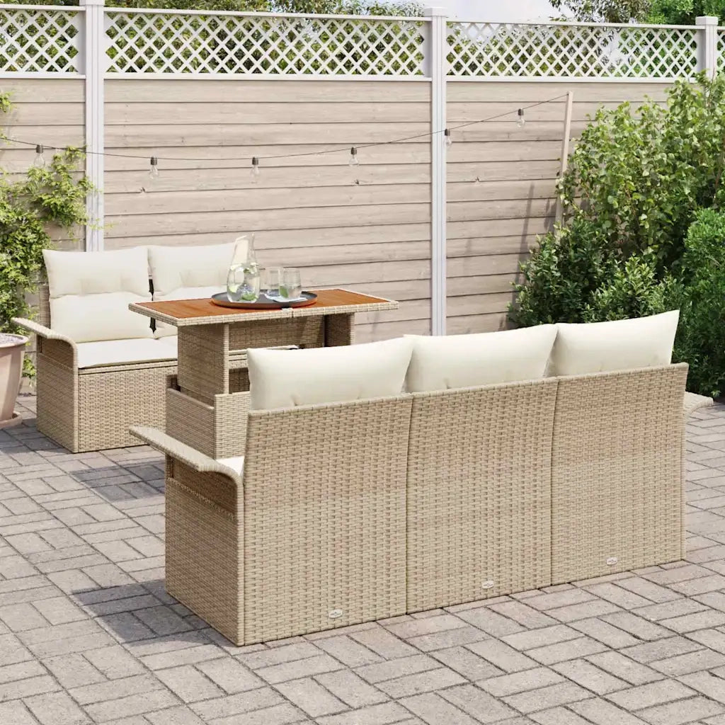 Set Divano da Giardino 6 pcs Beige e Crema polyrattan 3349273