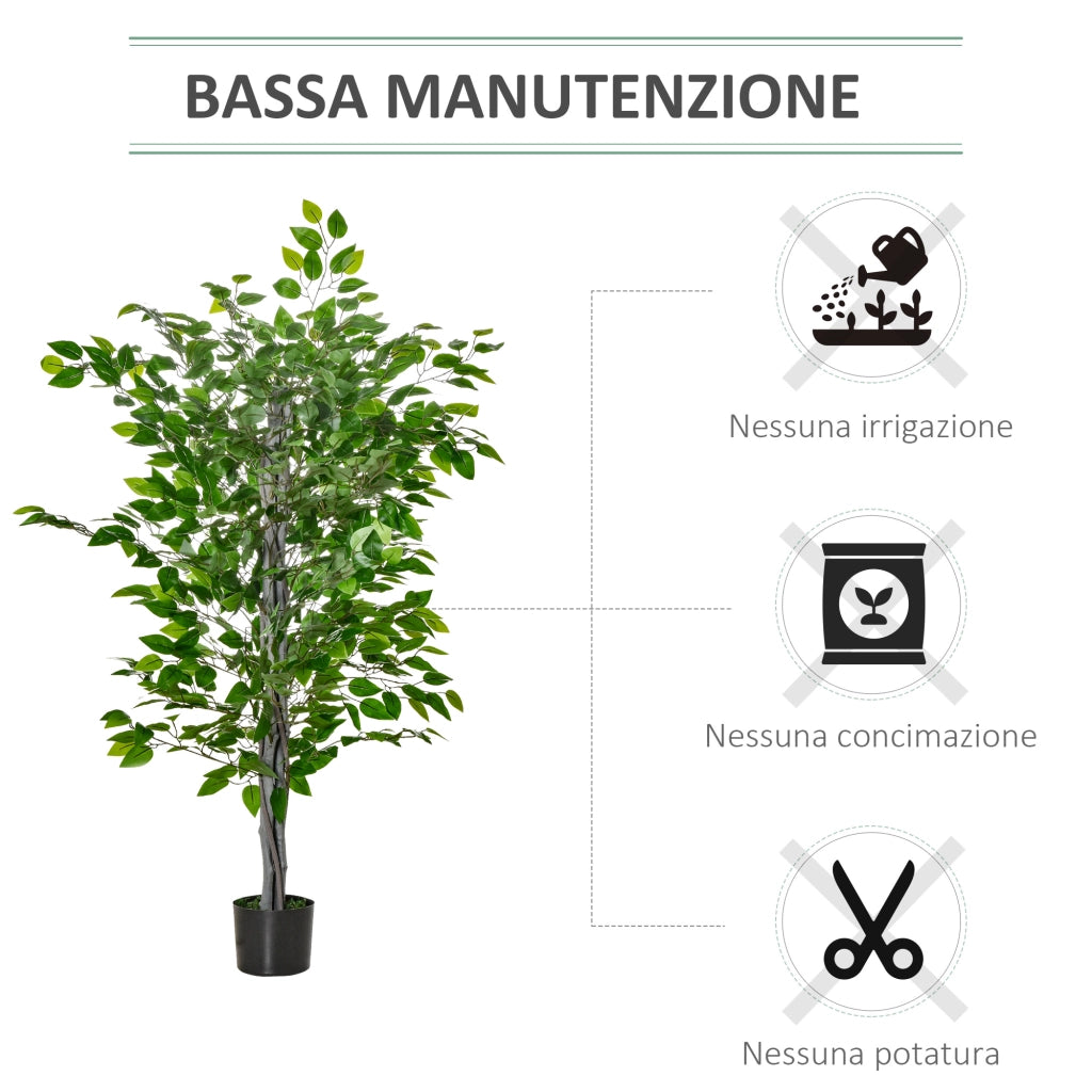 Ficus Artificiale 135cm ¨C Xylo ¨C Verde con Vaso per Interno/Esterno