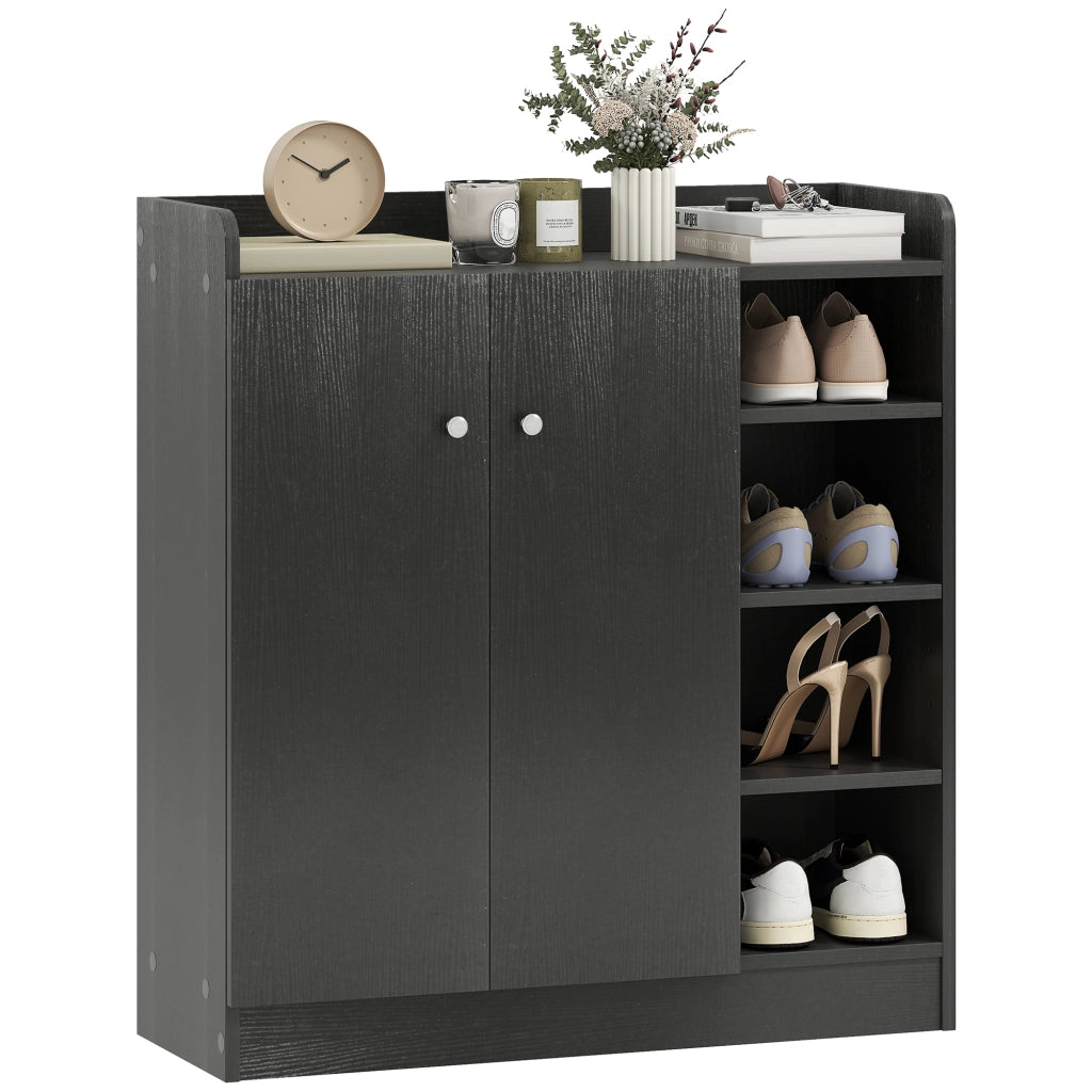 Scarpiera 2 Ante Stretto con Ripiani Ajustables ¨C Minimal ¨C 83x30x90 cm Nero
