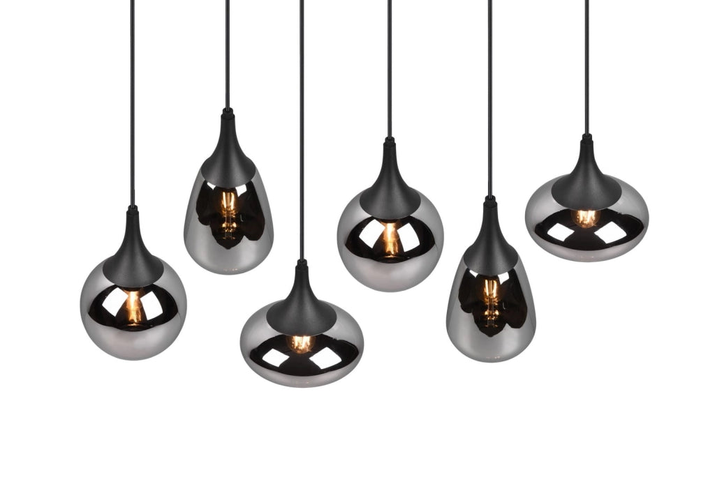 Lampadario Trio Lumina nero 6 luci E14 dimmerabile