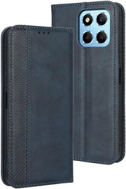 Portafoglio Retro Stile per Huawei Honor X8 5G - Premium PU/TPU - Blu con Fodere di Carta di Credito