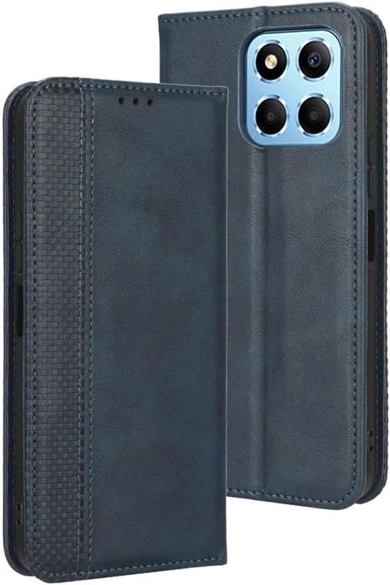 Portafoglio Retro Stile per Huawei Honor X8 5G - Premium PU/TPU - Blu con Fodere di Carta di Credito