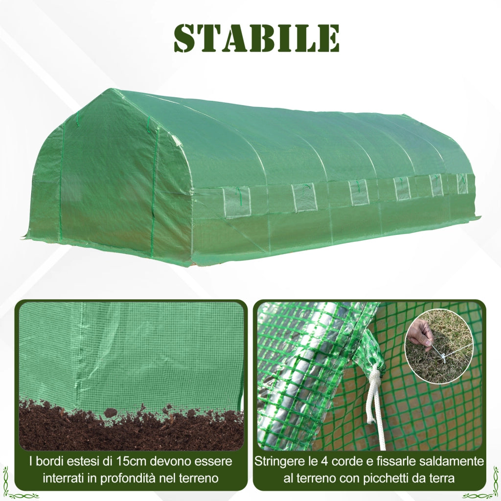Serra Tunnel per Giardino ¨C Minimal ¨C Verde Acciaio 8x3x2m