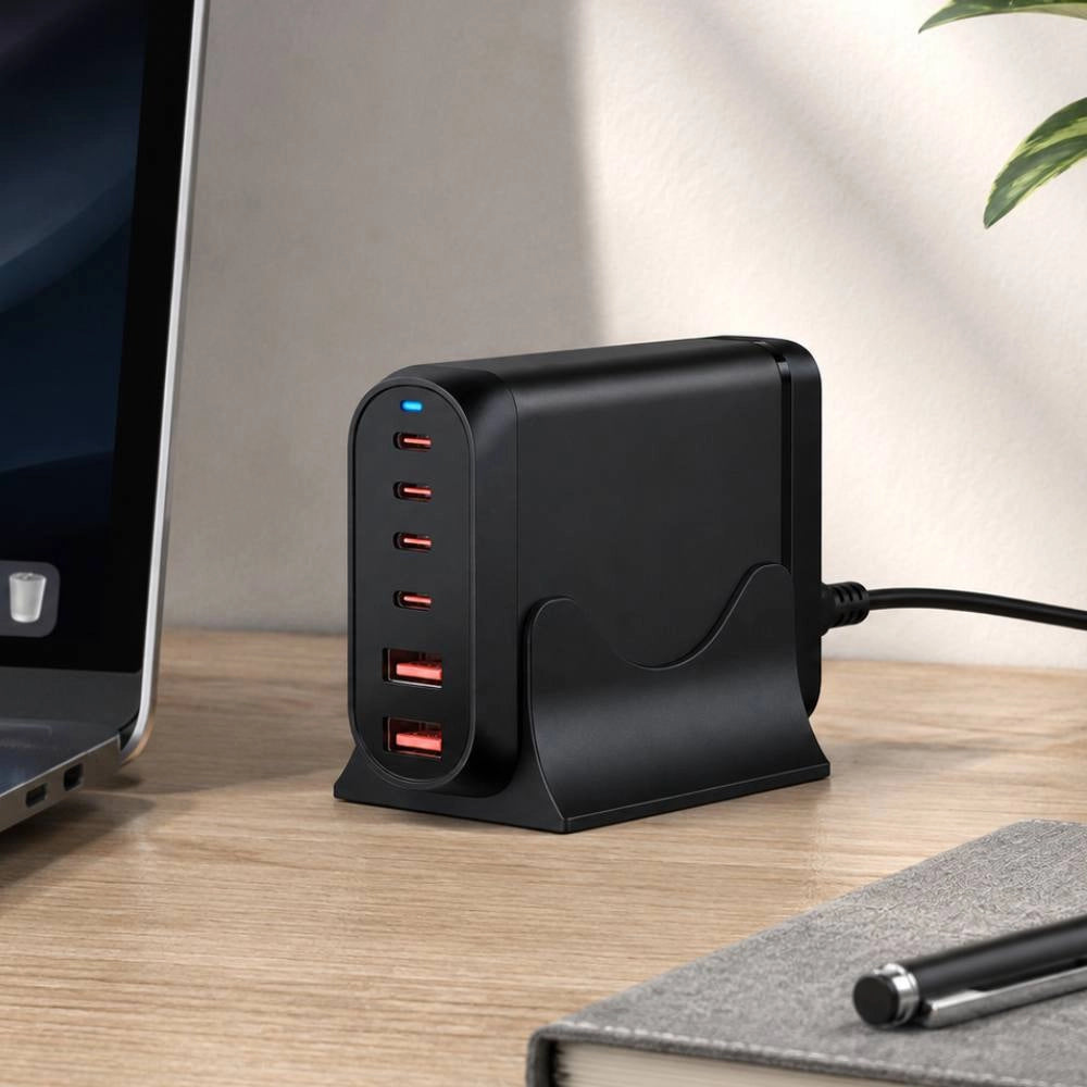 Adattatore alimentatore usb 200w con spina europea e porte multiple