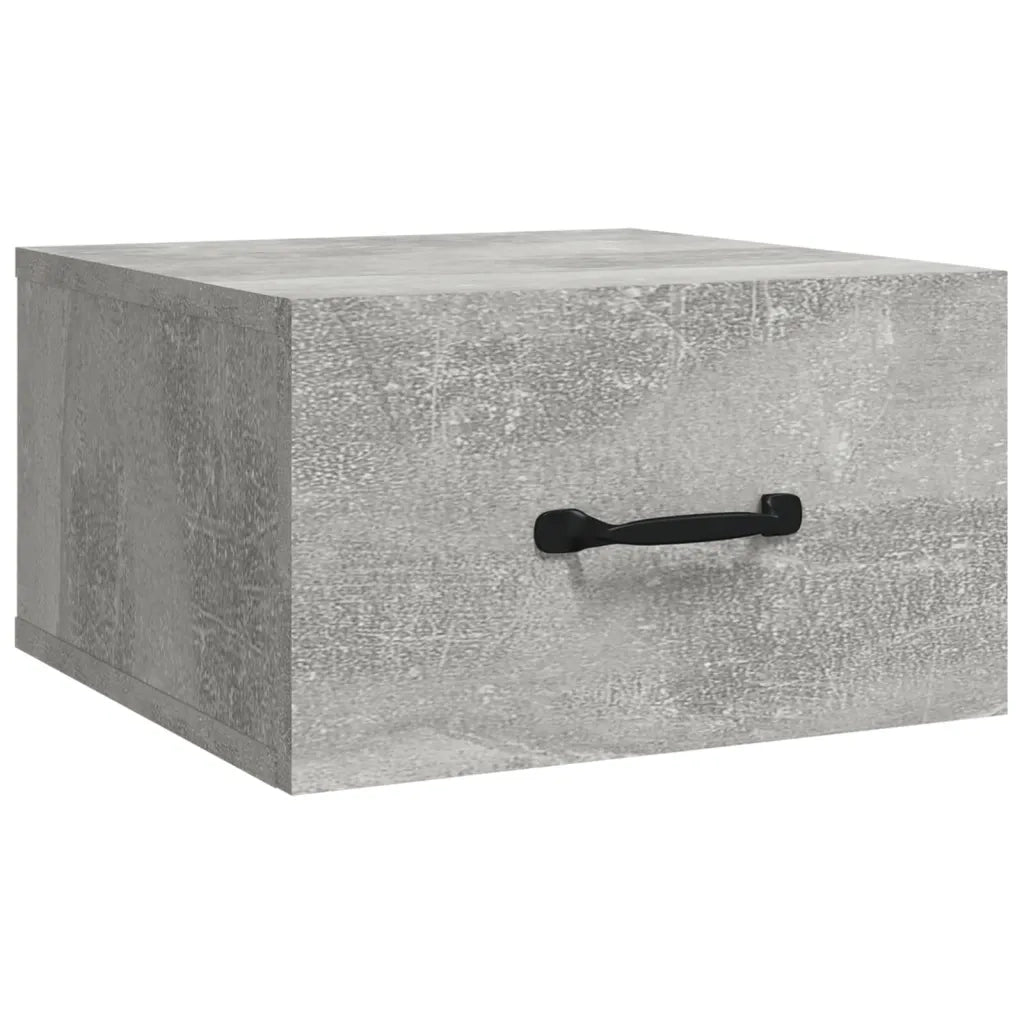 Set di 2 Comodini | Armadio da Notte | Mobiletto da notte a Muro Grigio Cemento 35x35x20 cm