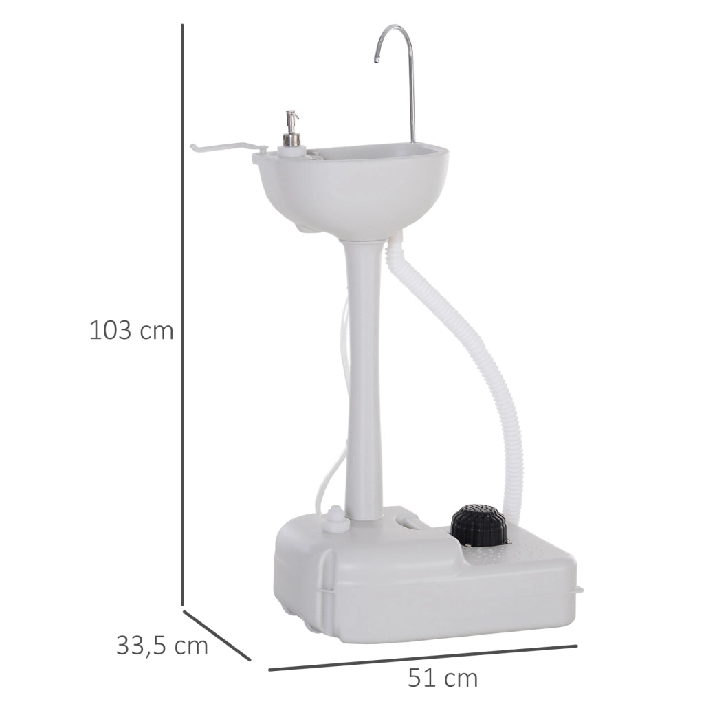 Lavabo Portatile per Esterno con Tanque 17L e Ruote ¨C zephmum ¨C Grigio Chiaro HDPE