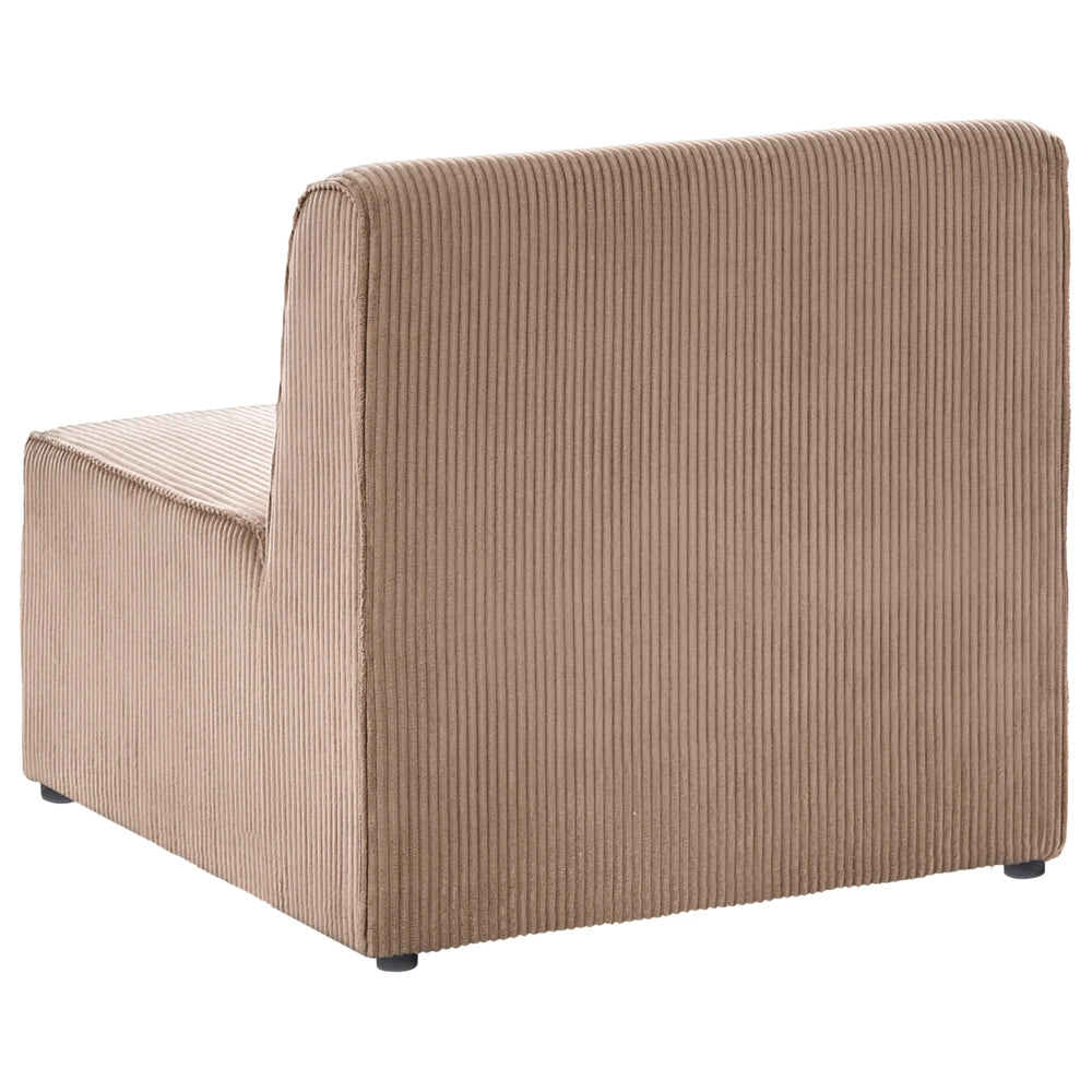 Sezione a 1 posto in velluto a coste color sabbia beige, modulo divano moderno a 1 posto