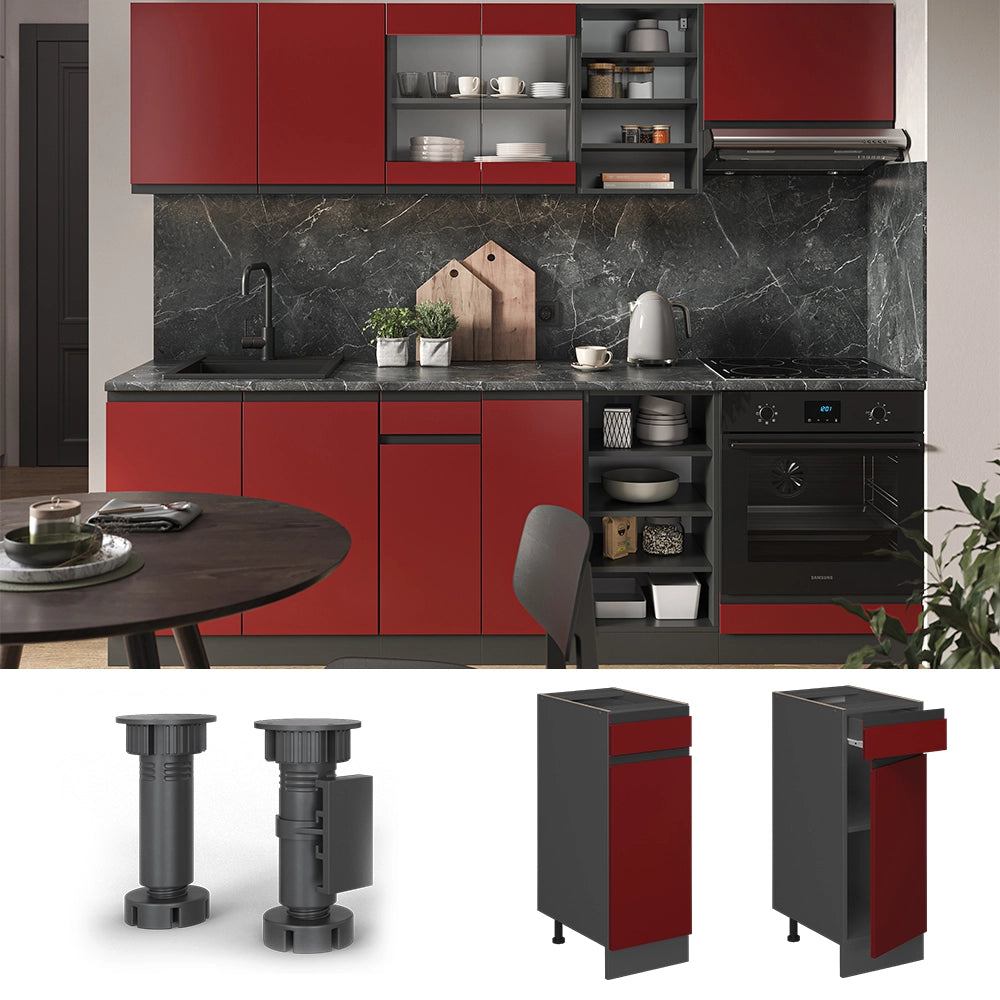Vicco Mobiletto base per cucina Rosso 30 cm PL Marmo