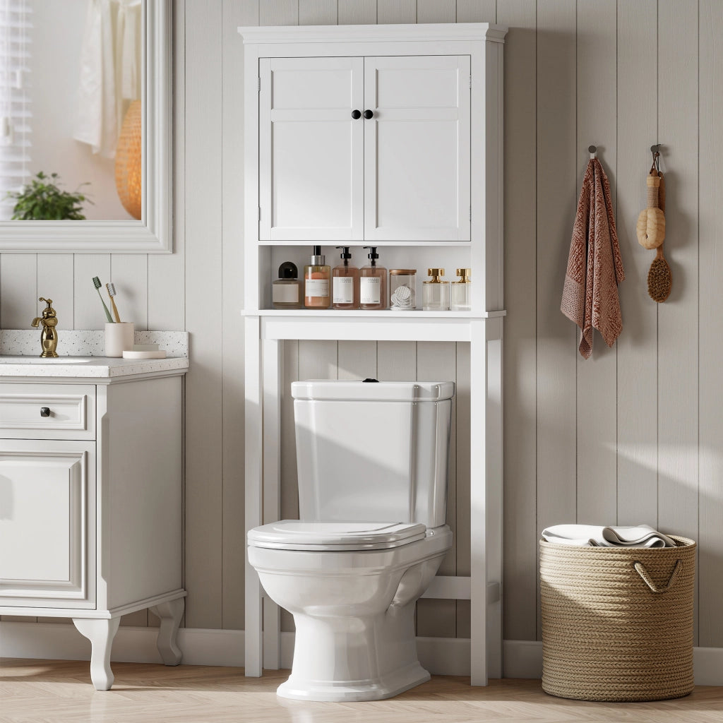 Mobiletto Sospeso Bagno con Ripiano ¨C Minimal ¨C Bianco 70x20x175 cm
