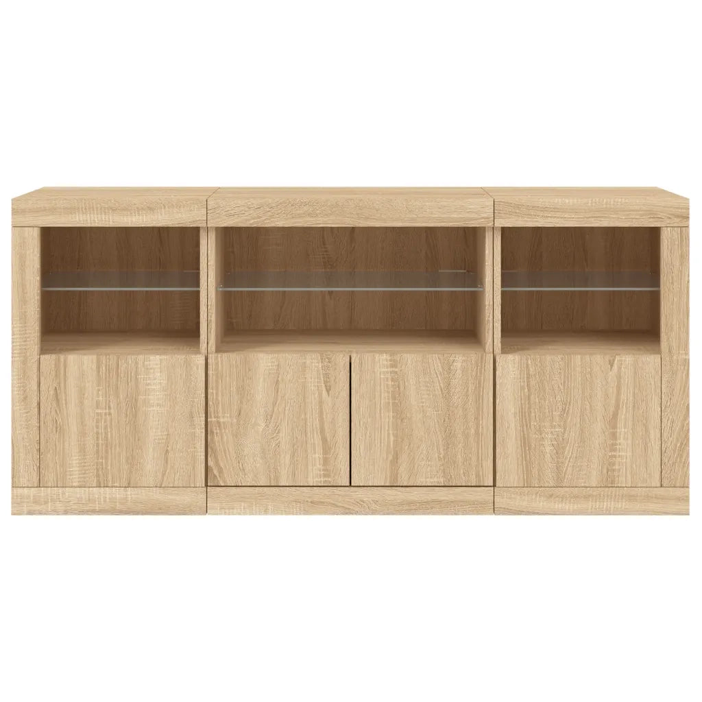 Credenza con Luci LED Rovere Sonoma 142,5x37x67 cm 3209067