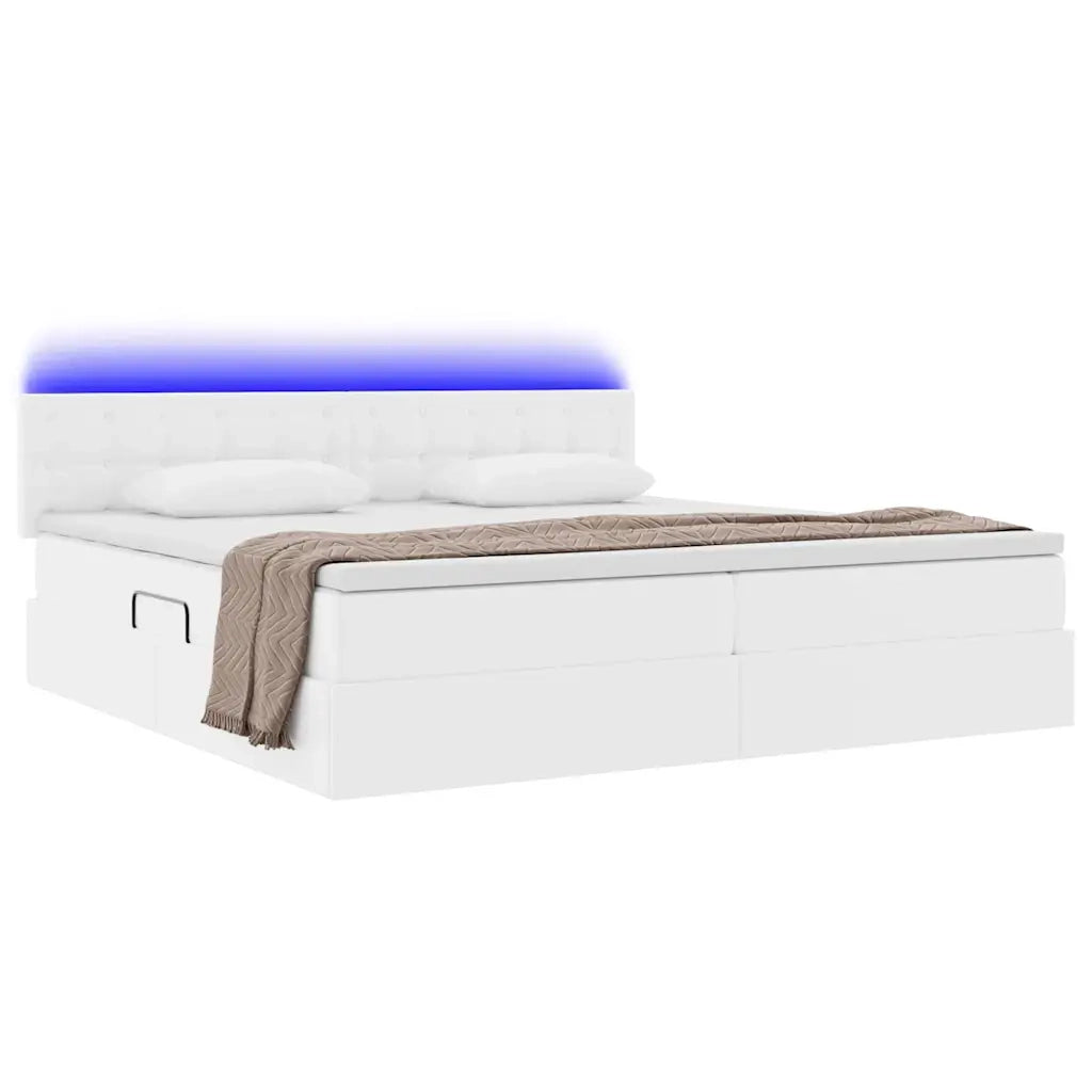 Letto con contenitore e LED con led Grigio chiaro 200 x 200 cm