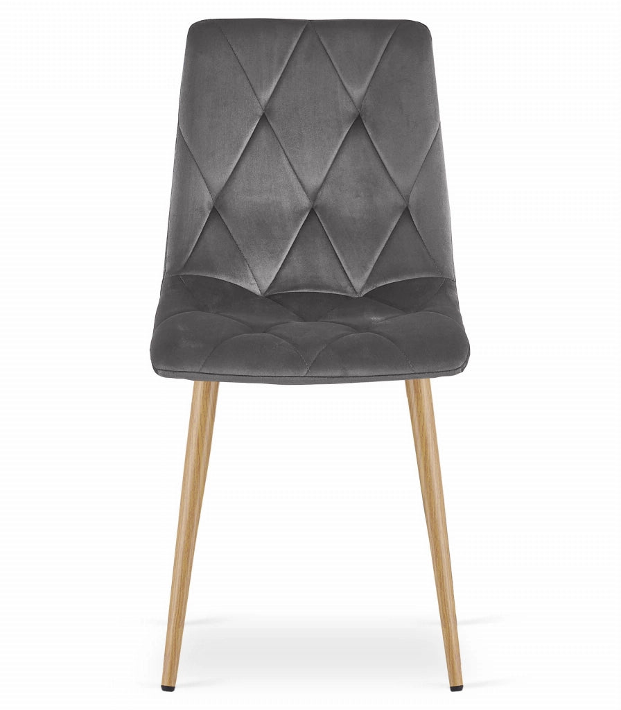 Sedia Valora TYRA in velluto grigio scuro con gambe in legno