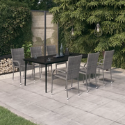 Set da Pranzo per Giardino 7 pz con Cuscini Grigio e Nero 3099411