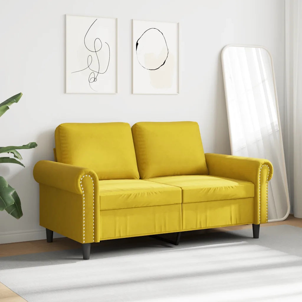 Divano | Divano da soggiorno | Sofa a 2 Posti giallo 120 cm in Velluto
