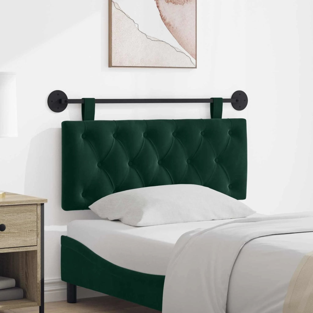 Testiera | Testata sospesa Con luce LED Verde Scuro Velluto