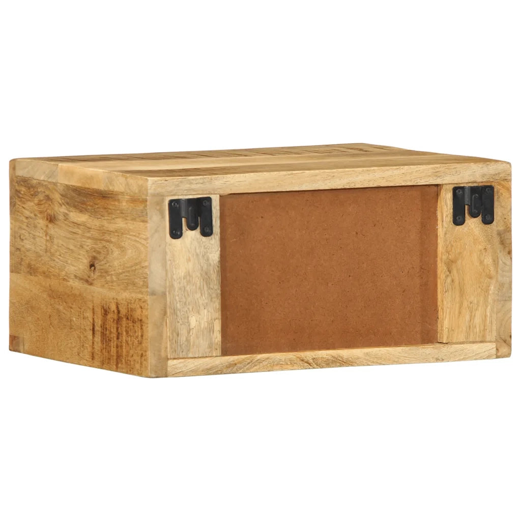 Comodino a Parete in Legno Grezzo Massello di Mango 4017452