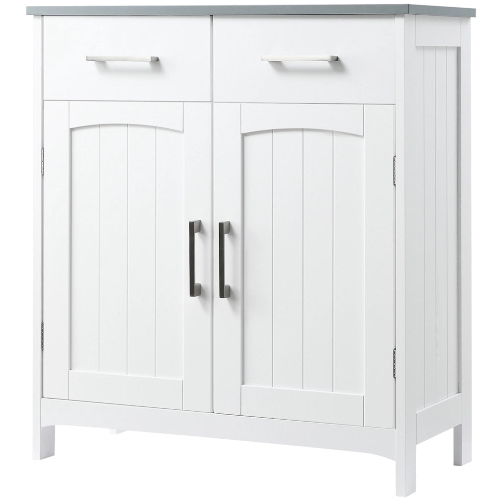 Mobiletto Bagno con 2 Ante, 2 Cassetti e Ripiano Regolabile, in MDF, 68x33x76cm