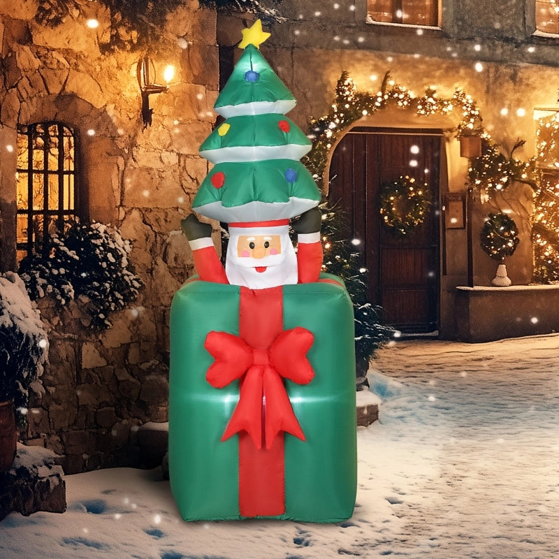Decorazione natalizia gonfiabile con luci a LED, in poliestere, per uso interno ed esterno, rossa e verde