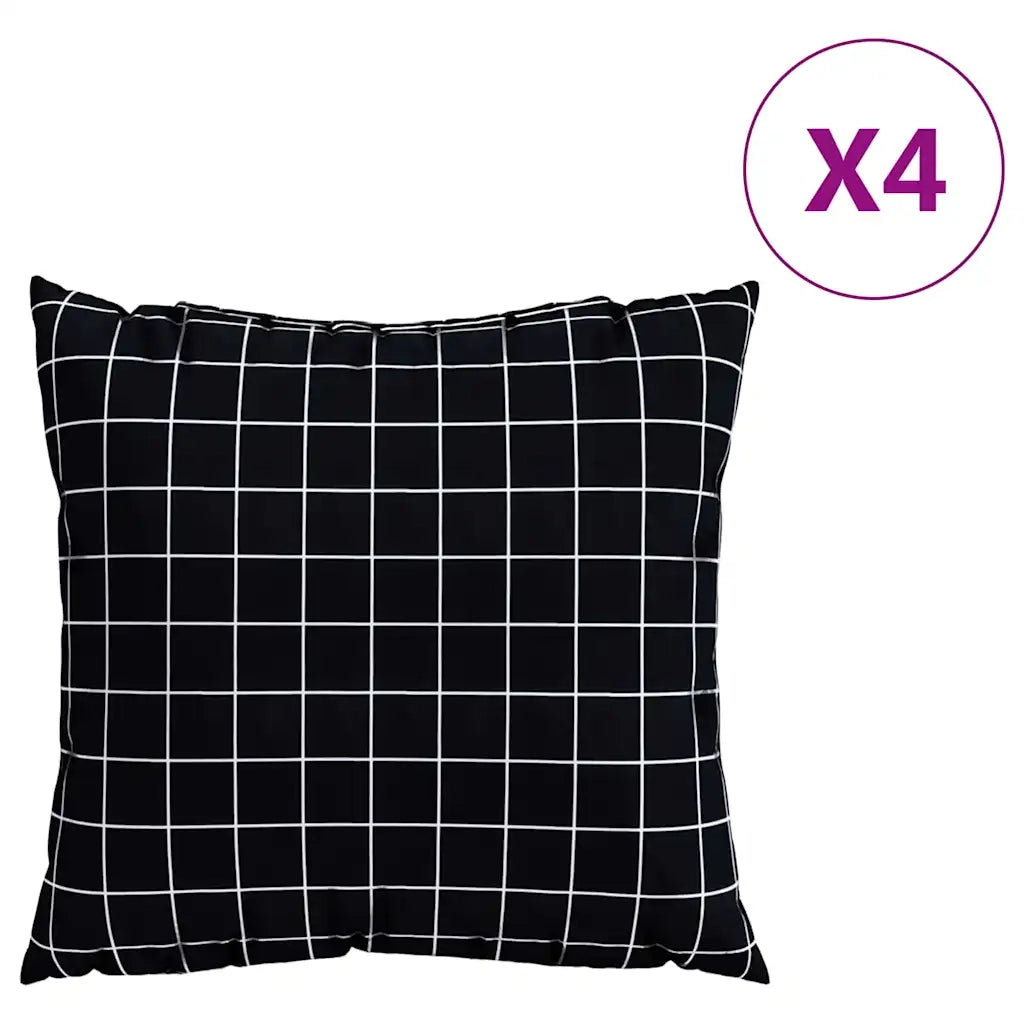 Cuscini Scatter a scacchi 4 pcs Quadro Nero 60 x 60 cm 360419