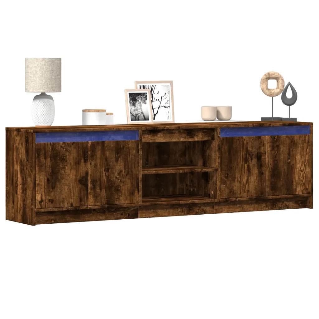 Mobile Porta TV con LED-Mobile per TV-Credenza TV Rovere Fumo 180x34x50cm in Truciolato 567547