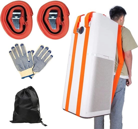 Fascia di trasporto ergonomica - Cintura di trasporto per un solo uomo - Cintura di sollevamento per carichi fino a 270 kg - Cintura di trasporto per traslochi - Manubrio con maniglie antiscivolo - Regolabile in altezza - Aiuto per il trasloco
