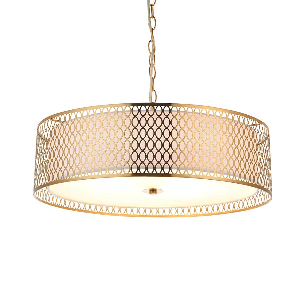Lampadario rotondo traforato oro 3xE27 Cordero Endon