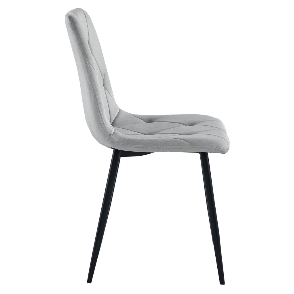 Sedia Libra in Velluto Grigio Argento con Gambe Nere