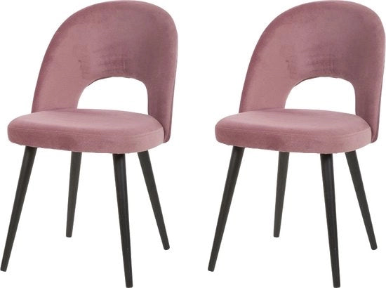 Sedie da pranzo con cuscini - Due pezzi - Design elegante - Piedini in legno - Colore rosa