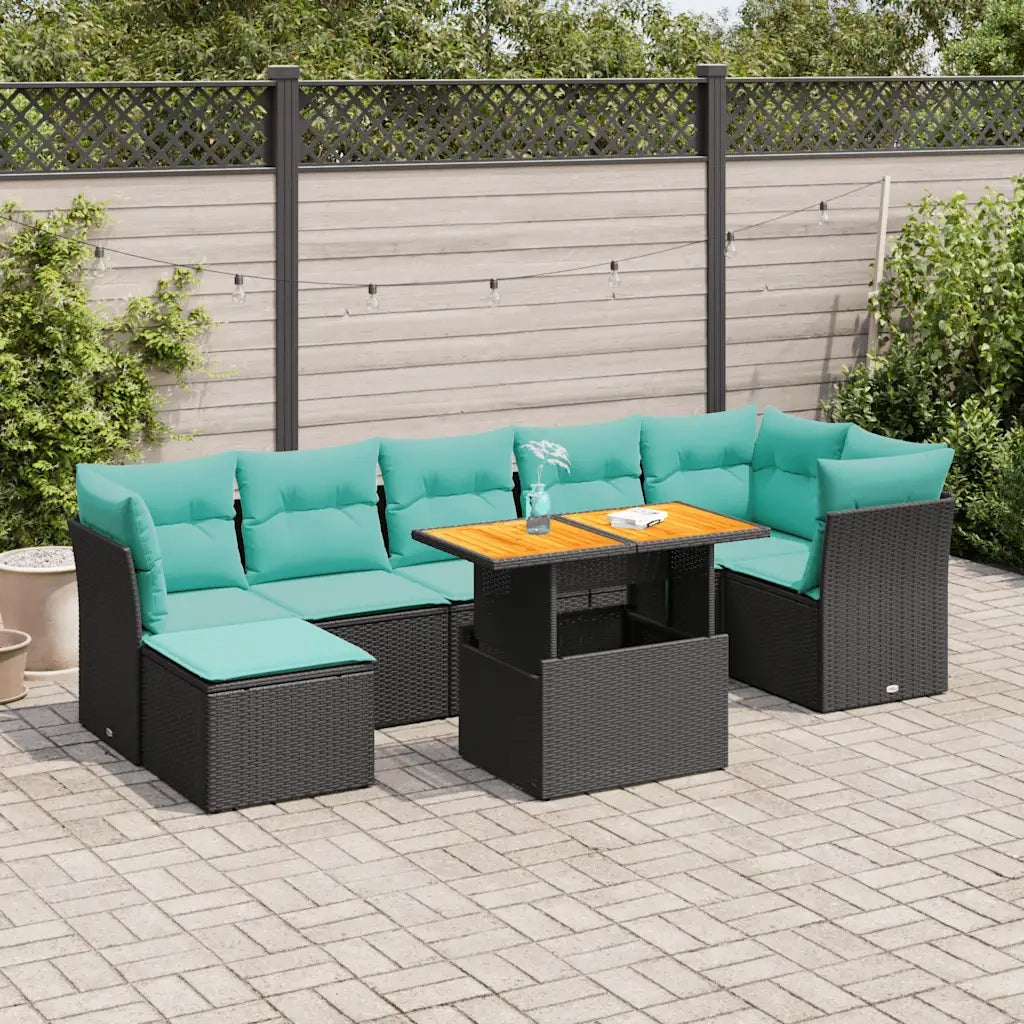 Set Divani da Giardino con Cuscini 8 pz Nero in Polyrattan 3326955