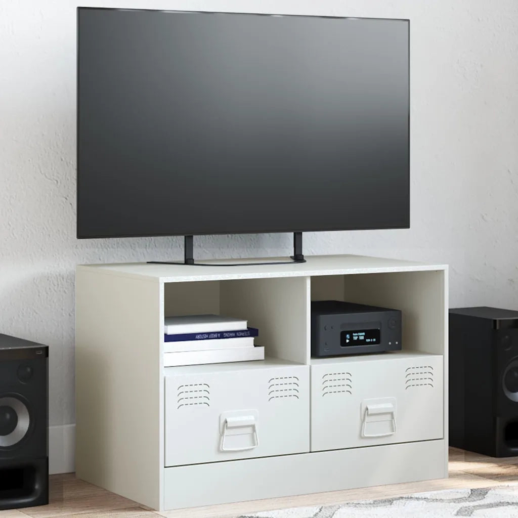 Mobile Porta TV-Mobile per TV-Credenza TV Bianco 67x39x44 cm in Acciaio 265106