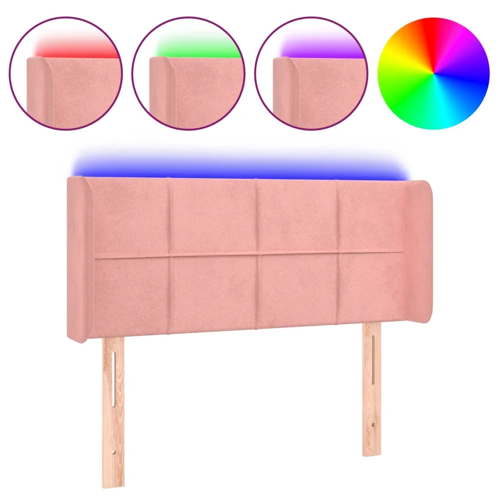 Testiera | Testata a LED Rosa 103x16x78/88 cm in Velluto
