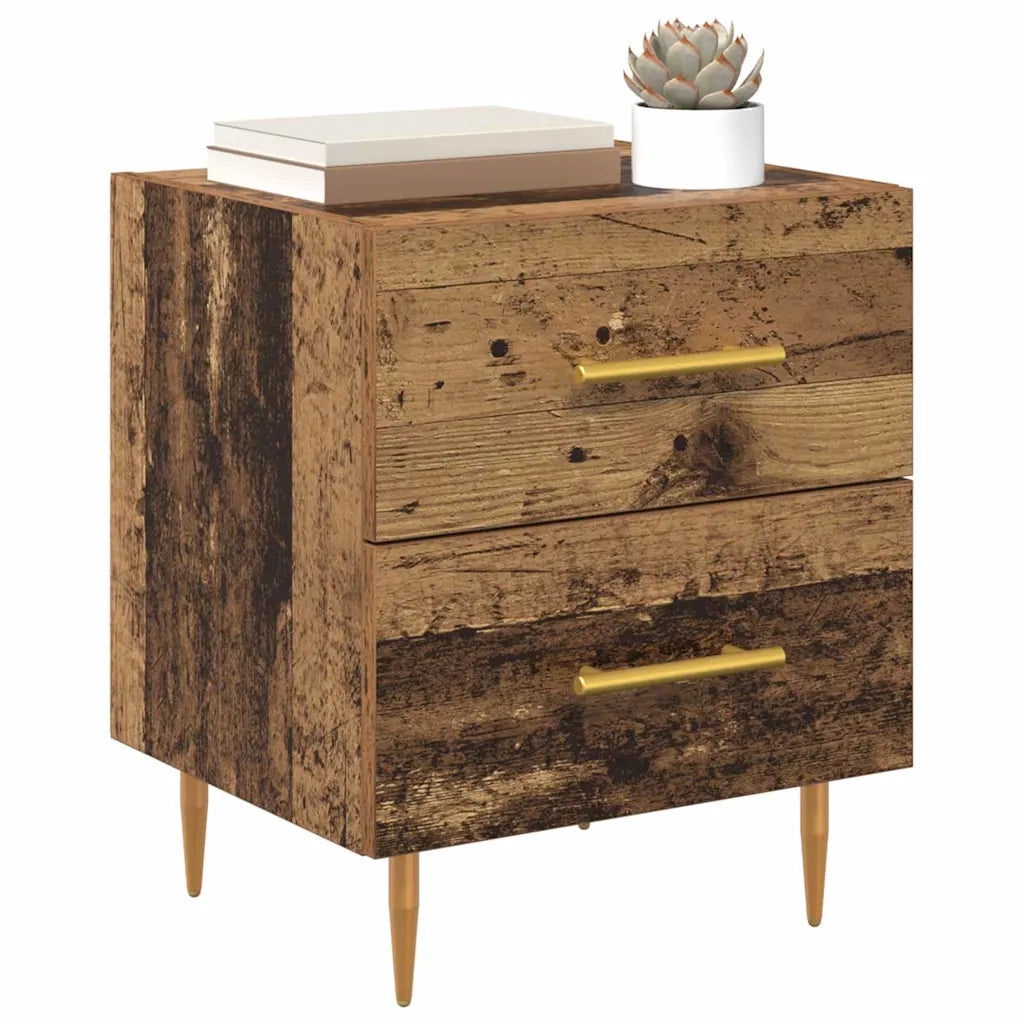 Set di 2 Comodini | Armadio da Notte | Mobiletto da notte Legno vecchio 40 x 35 x 47,5 cm