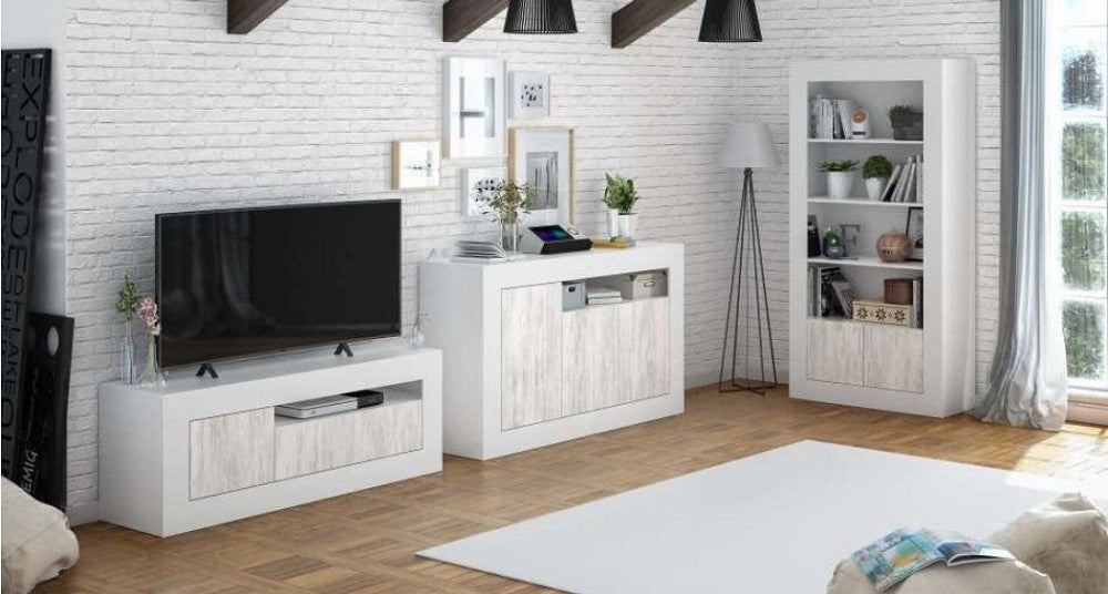KIT MOBILE CREDENZA PORTA TV BALTIK 3 ANTE CM.139X42X53H FINITURA BIANCA