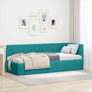 Cornice del letto ad angolo Turchese 80 cm x 200 cm Velluto 42016295