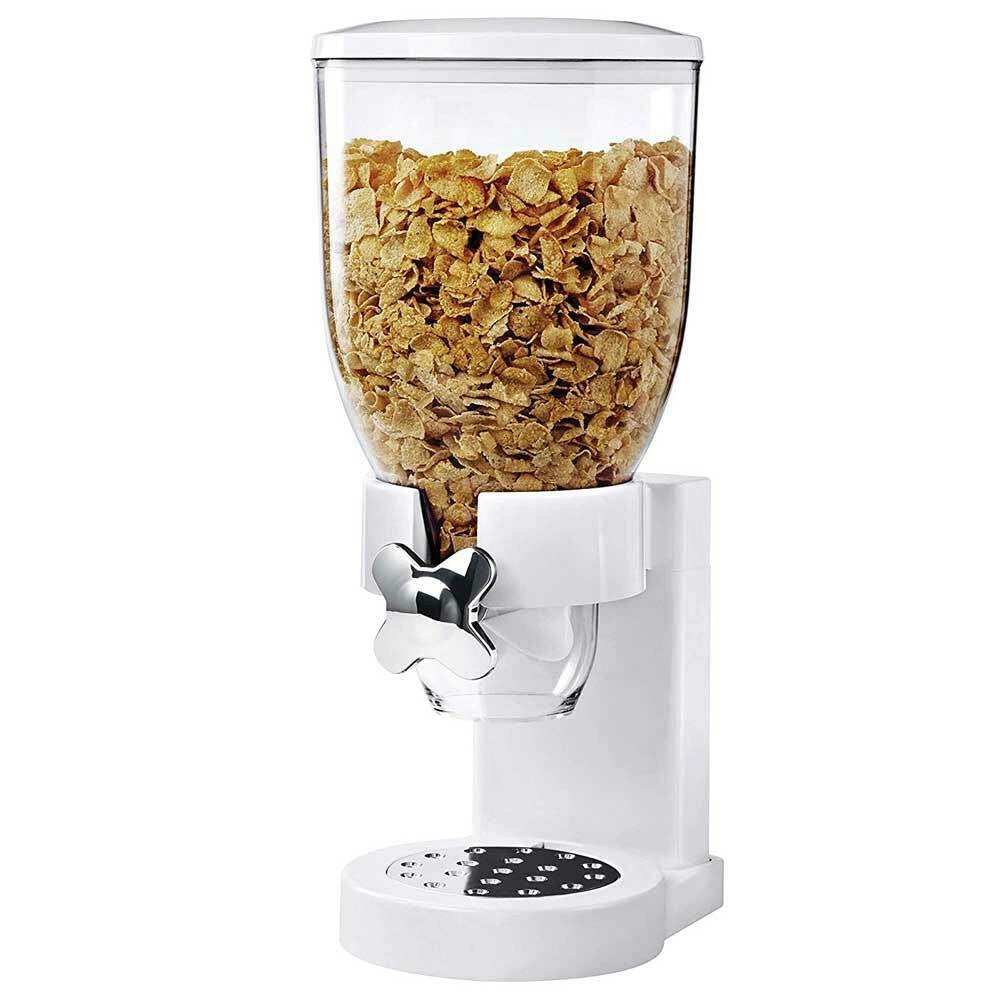 Dispenser Cereali Singolo Contenitore Dosatore Distributore Storage Pasta Bianco