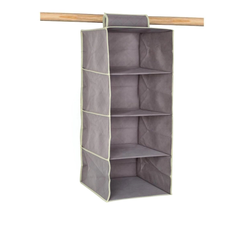 OWIJI Organizer Portaoggetti Appendere Armadio 4 Ripiani 80 x 30 x 30 cm Salvaspazio Divisori Interno Pieghevole Contenitore Vestiti Scarpe