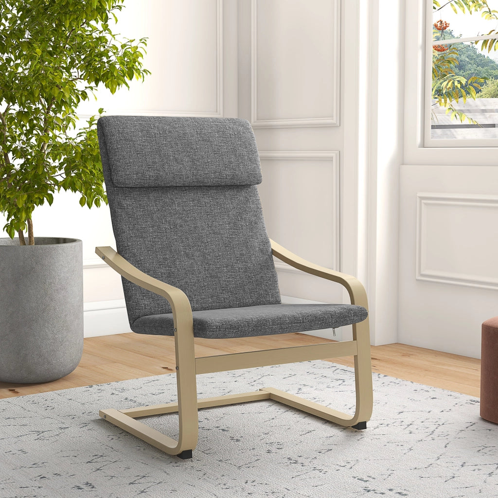 Poltrona con Schienale e Braccioli ¨C Minimal ¨C Grigio + Naturale