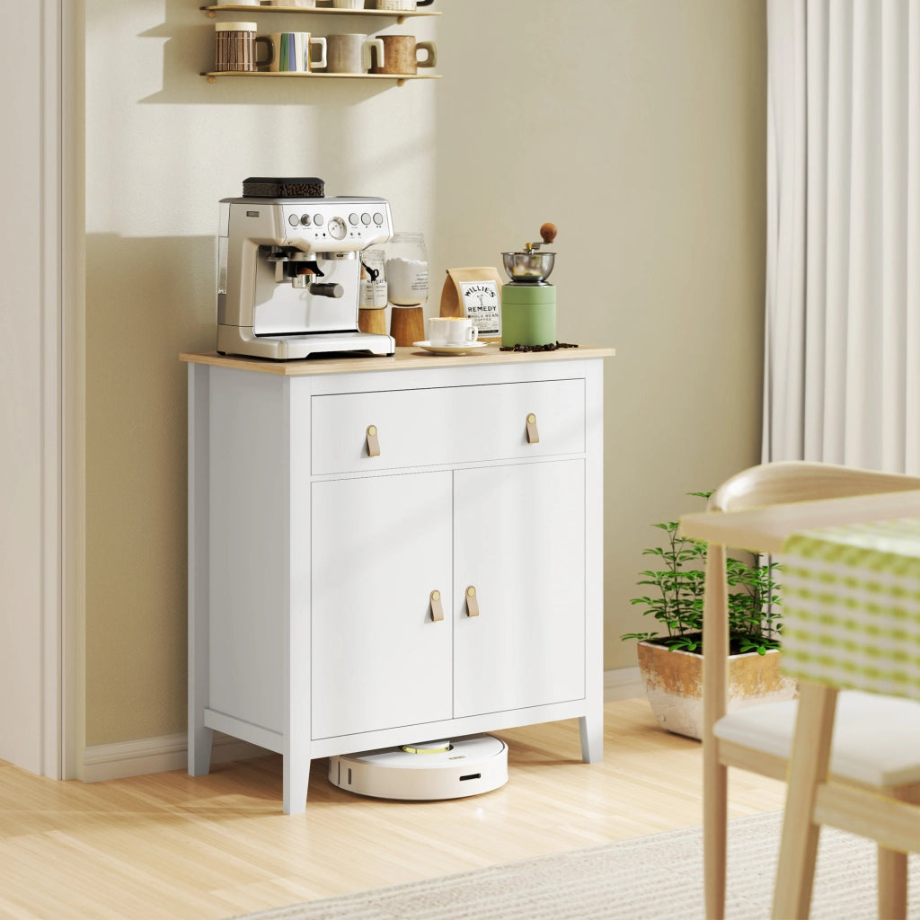 Mobile da soggiorno ¨C zephmum ¨C 80x40x90, bianco, con cassetti e ripiani
