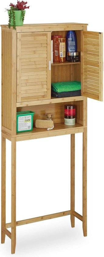 Wasmacchina in legno di bambù con contenitore e porte - ideale per bagno e toilette