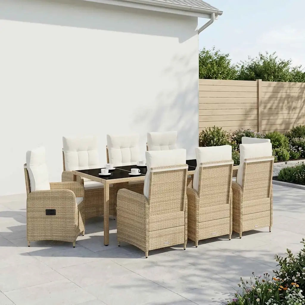 Set da pranzo per esterni 9 pcs Beige e Bianco Crema 3422345