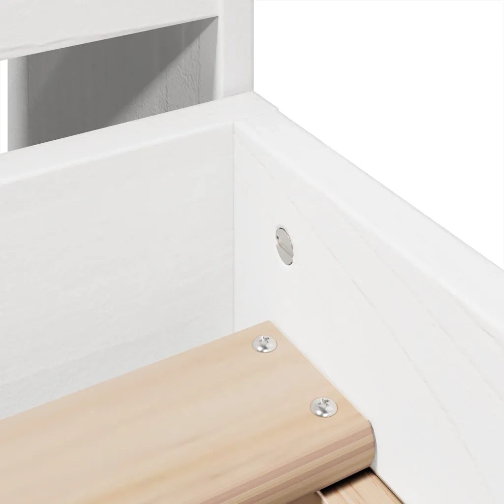 Letto senza Materasso-Struttura Letto Bianco 75x190 in Legno Massello di Pino 733891