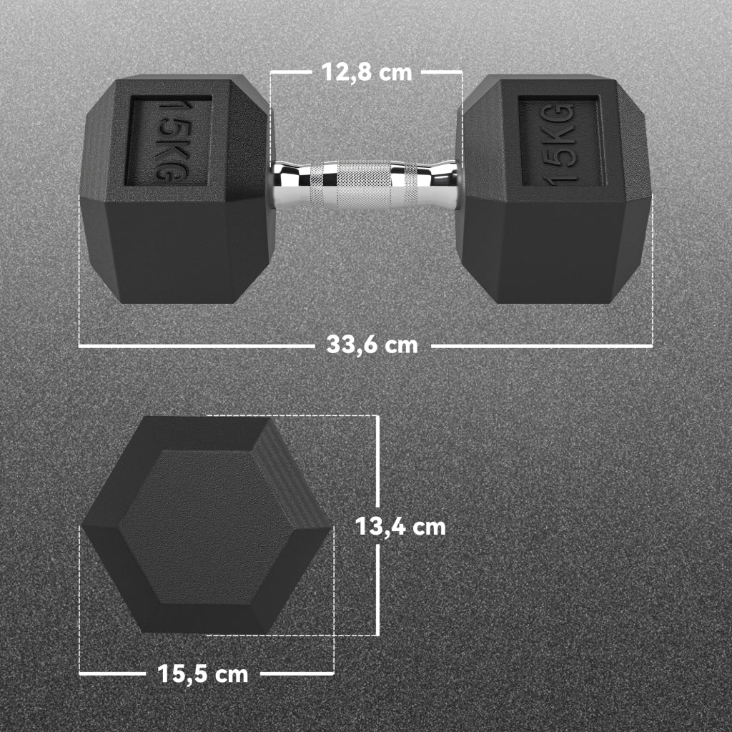 Set di 2 manubri esagonali ¨C Minimal ¨C 15 kg ferro gomma