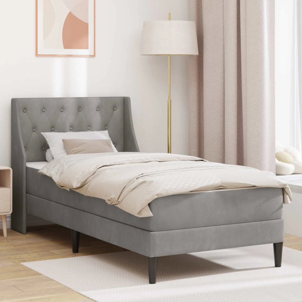 Struttura letto con materasso-Giroletto Grigio chiaro 80 x 200 cm Velluto 962962