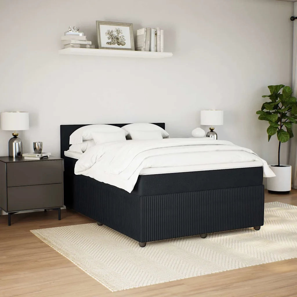 Giroletto a Molle con Materasso Nero 140x200 cm in Velluto 3290054