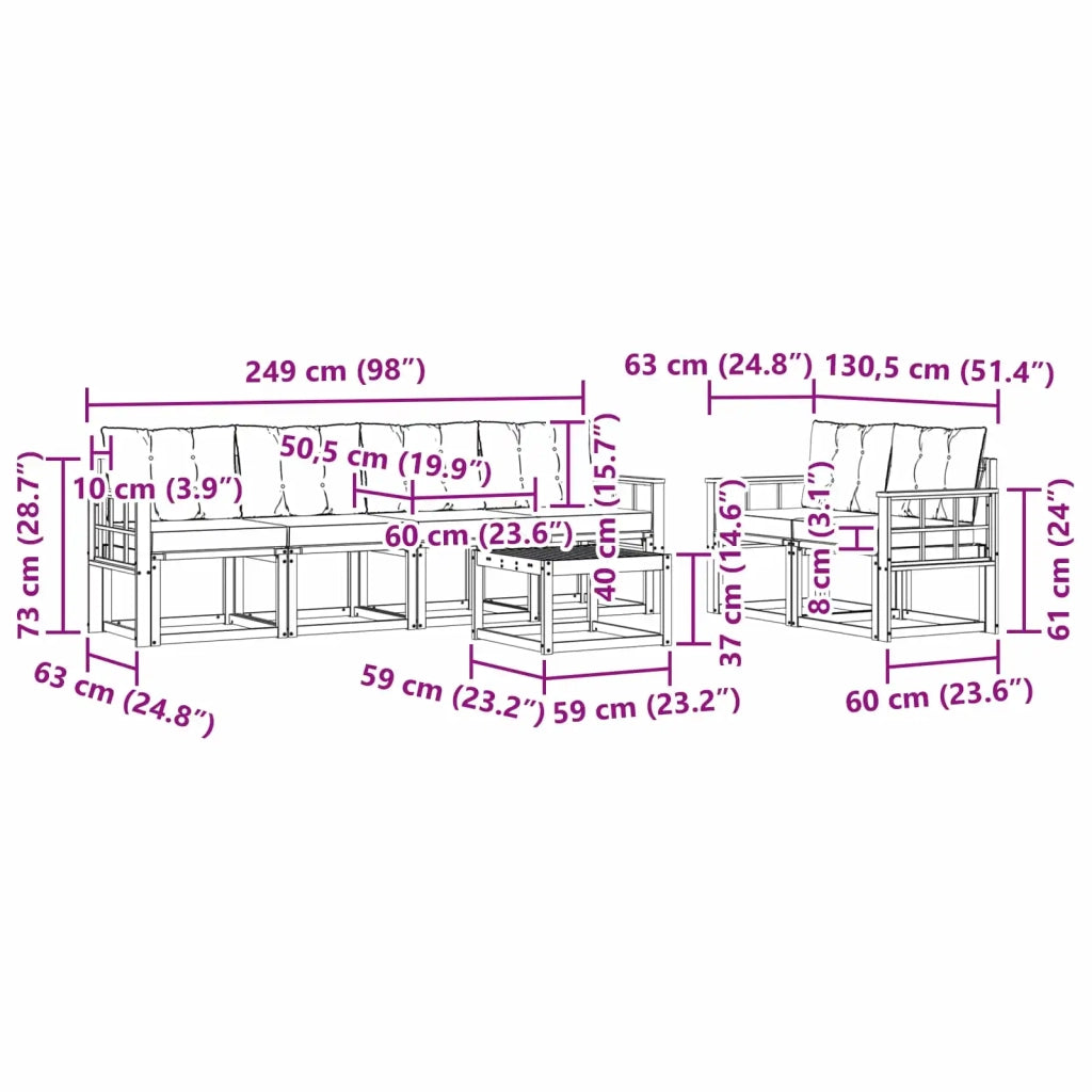 Set di divani da esterno con cuscino 7 pcs Bianco e Beige 3389243
