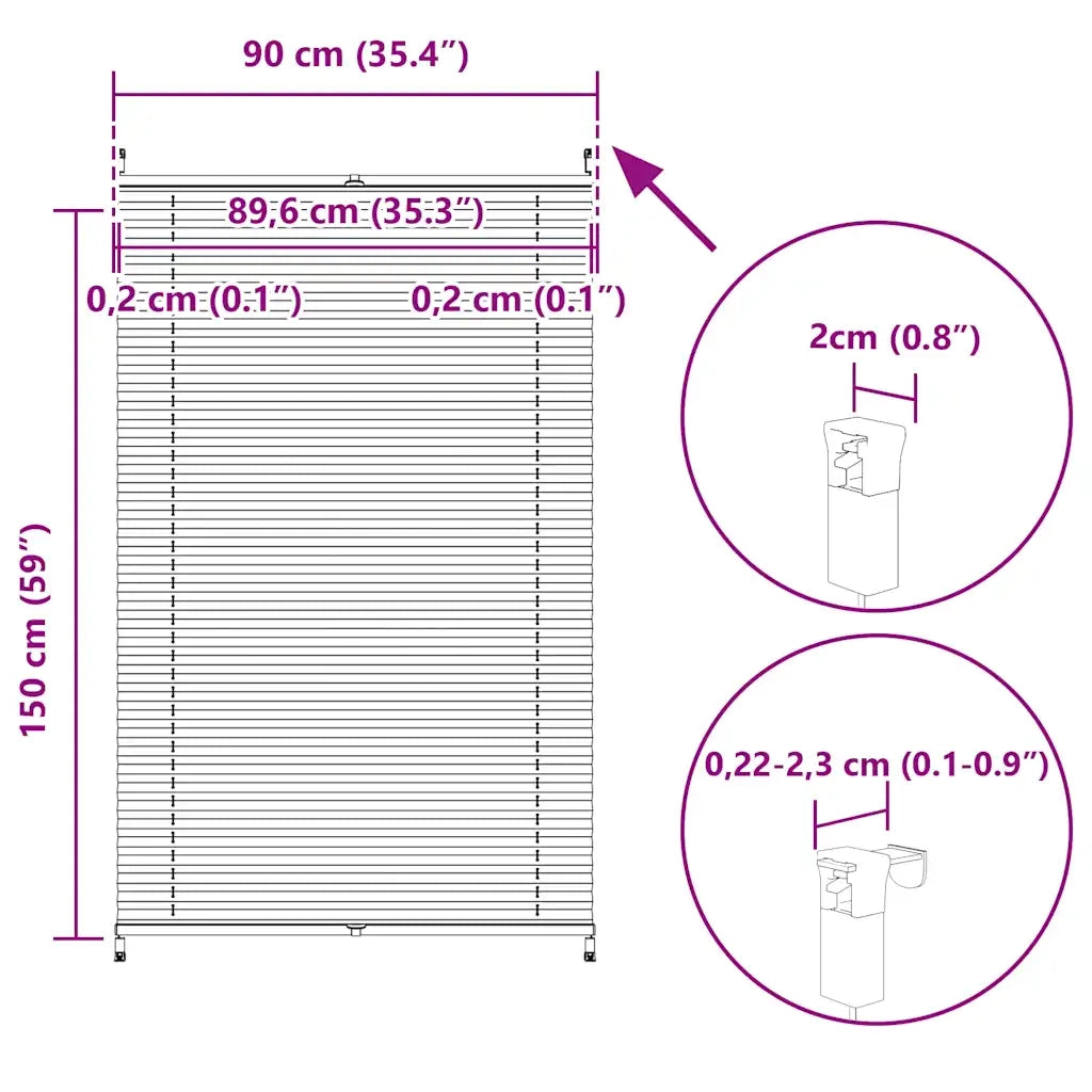 Tenda plissè 90 x 150 cm Crema 240639