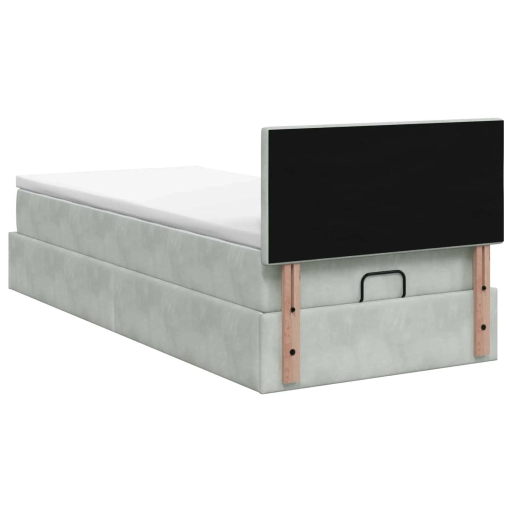 Letto Ottomano con Materasso e LED Grigio Chiaro 90 x 200 cm 3457185