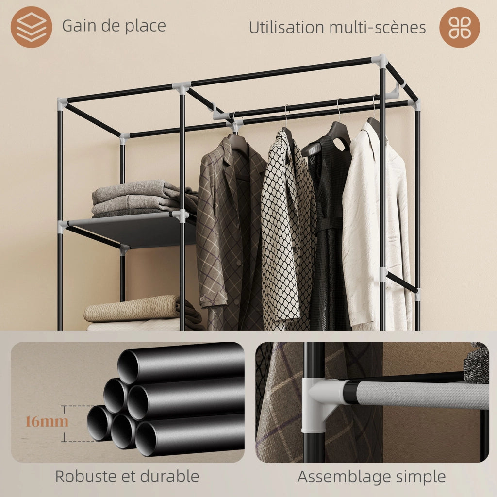 Armadio scorrevole con appendiabiti e ripiani ¨C Minimal ¨C grigio 103x43x162,5cm