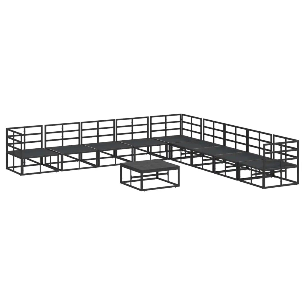 Set Divano da Giardino con cuscino 10 pcs Nero Alluminio 3378877